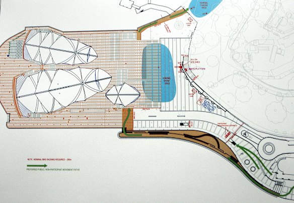 Plans of the Sydney Opera House for the Spencer Tunick installation.
