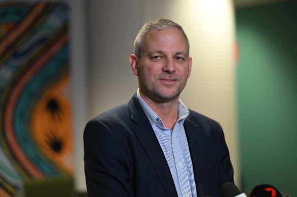 Chief Health Officer Professor Brett Sutton at the media conference announcing his resignation from the role on 9 June 2023.