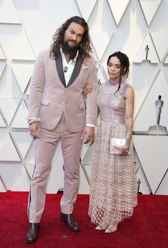 Jason Momoa and Lisa Bonet arrive at the Oscars.