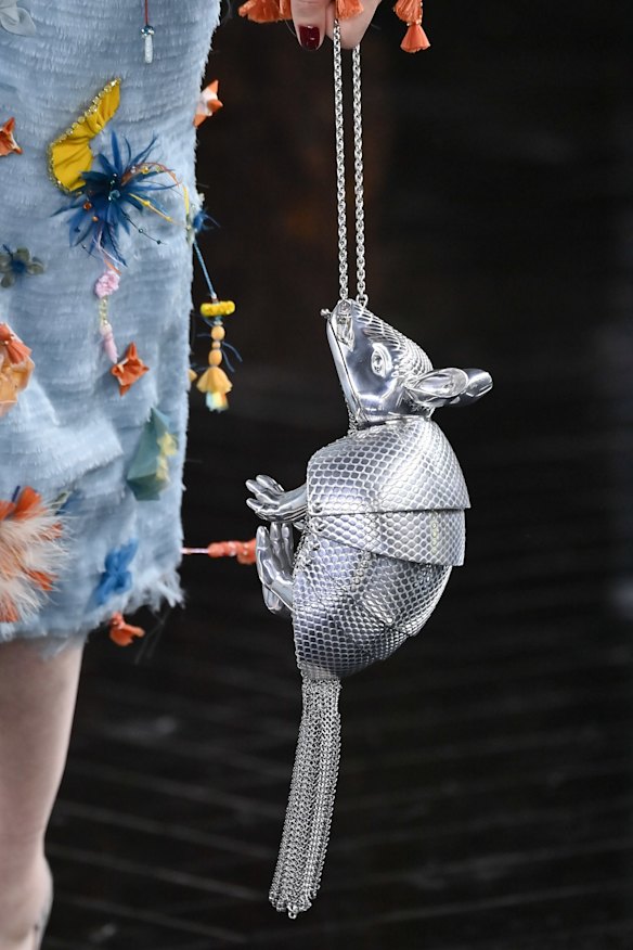 An armadillo handbag at the Christian Dior haute couture show.
