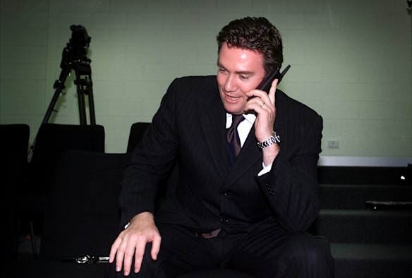  Collingwood president Eddie McGuire in the media room after a TV rights announcement.