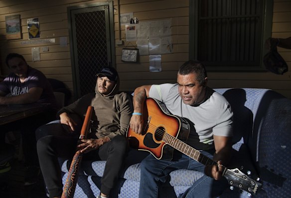 Dylan Ladmore, 21 and Bobby McLeod Junior, 42 both residents at Oolong House, the Oolong Aboriginal Corporation, an addiction treatment centre in Nowra. 