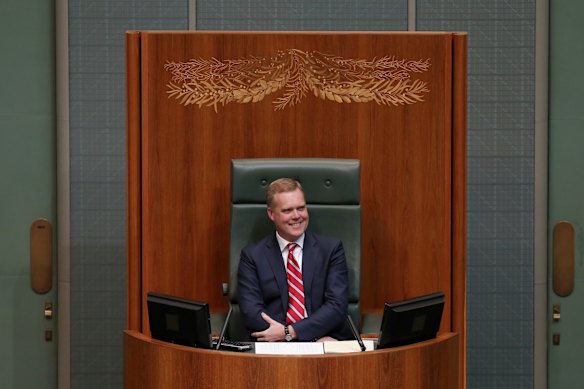 Speaker Tony Smith in the Speaker's chair, at Parliament House on Monday August 10. 