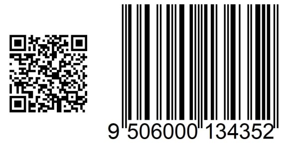 An example of the new 2D barcode (left) next to a 1D barcode.