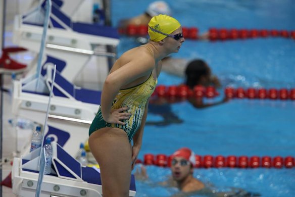 Leisel Jones trains in London.