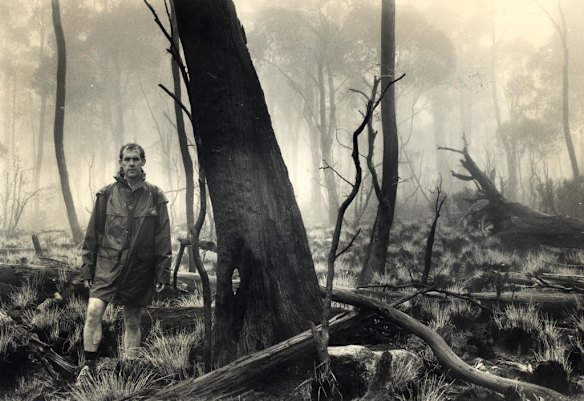 Bob Brown  in a Tasmanian forest, 1986.