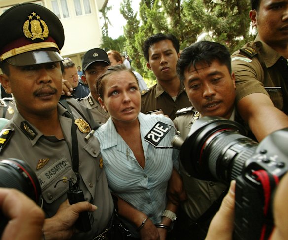 Schapelle Corby arrives at the Bali courthouse to hear that the prosecution will seek a life sentence for allegedly trafficking more than four kilograms of marajuana into Bali. 21st April 2005