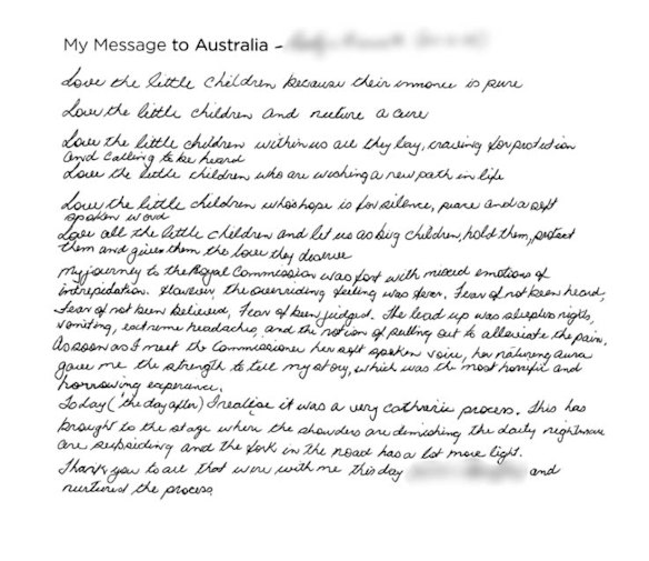 Message published in commemorative book