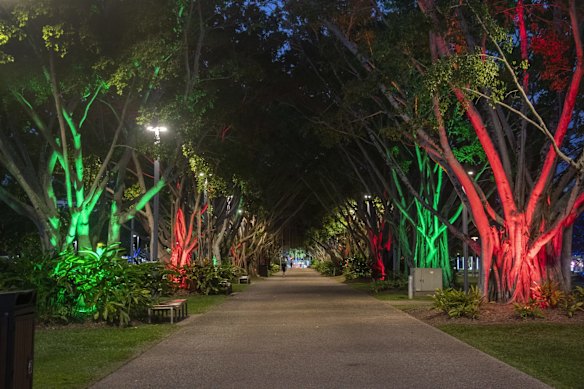 The Cairns waterfront area almost deserted.
