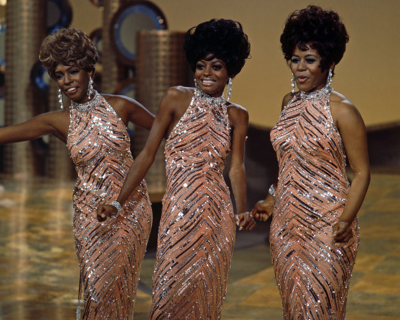 Mary Wilson of The Supremes (right) with, from left, group mates Cindy Birdsong (who replaced original member Florence Ballard) and Diana Ross, in a live concert in 1965. 
