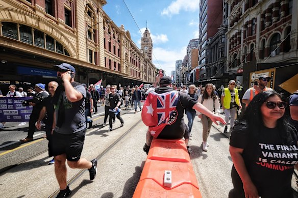 Eureka Freedom rally march in Melbourne.