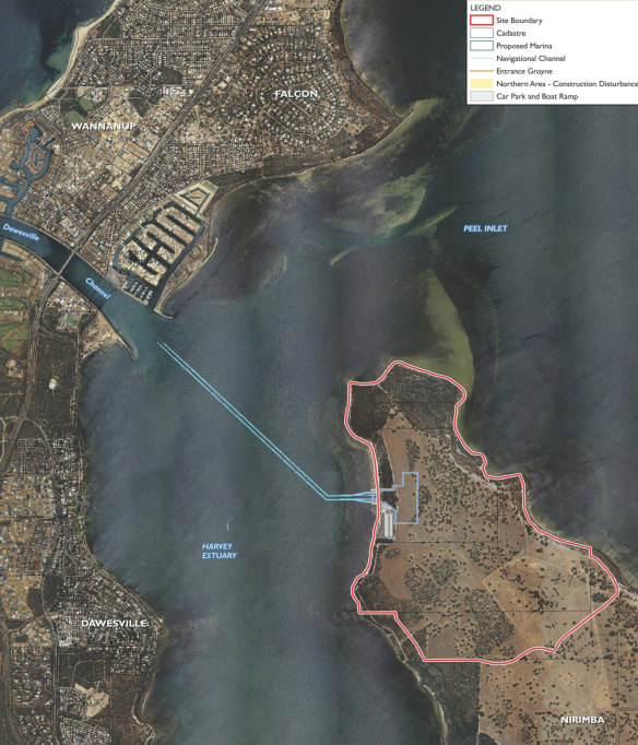 If it goes ahead, the Point Grey Marina will require the dredging of a 2.5 kilometre navigation channel across the Peel-Harvey Estuary.