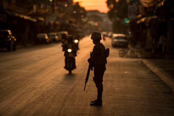Thai soldiers are on high alert after insurgents detonated a series of bombs in the region in mid May.