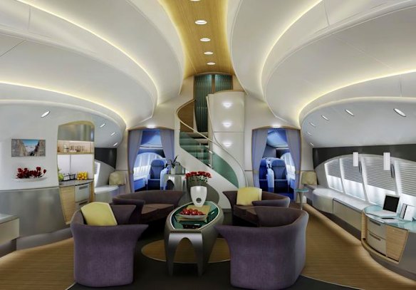 An artist's rendering of a potential custom interior for Boeing's 747-8 Intercontinental VIP jetliner