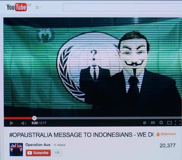 Criminal and activist hacker groups and non-state actors that co-operate with foreign governments make attribution more difficult. Video posted on YouTube of an Anonymous Australia member in a Guy Fawkes mask, in a warning to Indonesian hackers during tensions between the two countries earlier this year. 