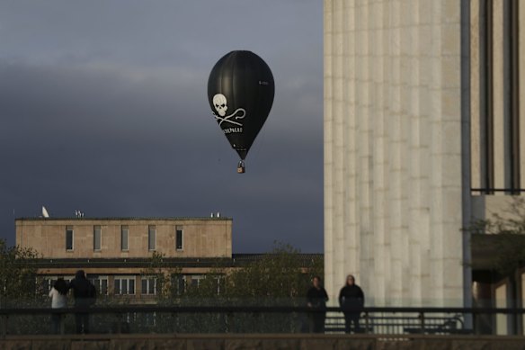 The Sea Shepherd balloon during the Canberra Balloon Spectacular festival.
