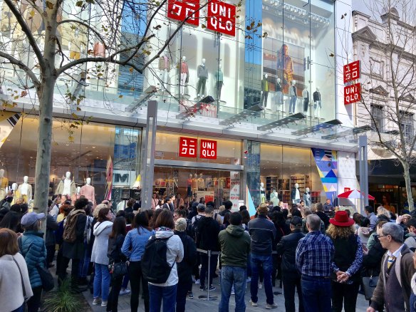 Shoppers outside the store on Thursday.