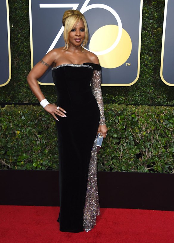 Mary J. Blige arrives at the 75th annual Golden Globe Awards.