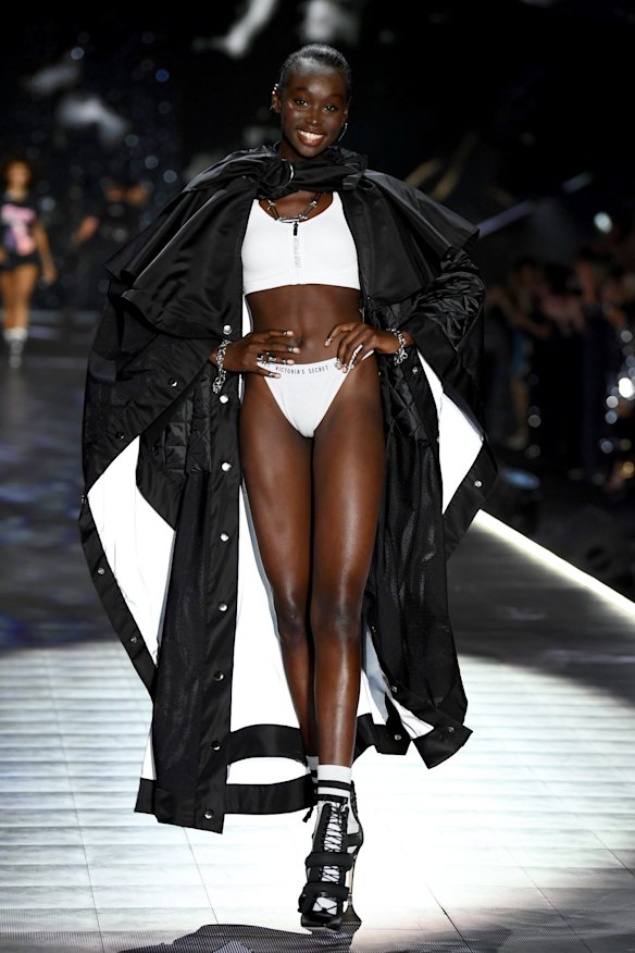 Subah Koj walks the runway during the 2018 Victoria's Secret Fashion Show at Pier 94 on November 8, 2018 in New York City.