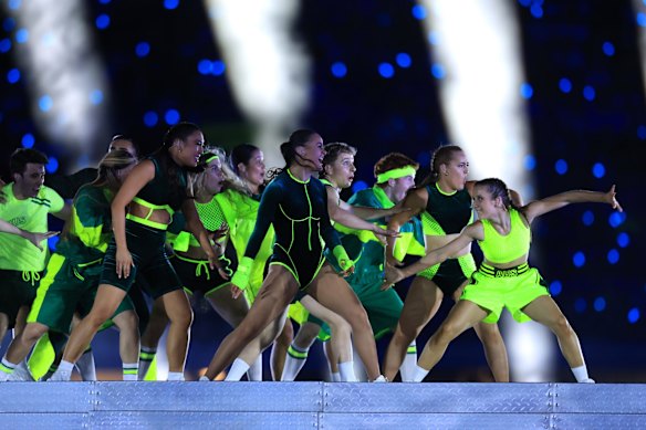 Australian performers dance on stage.
