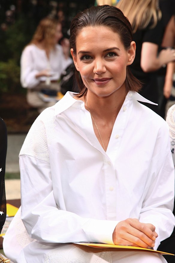 Katie Holmes attends the NYFW Spring/Summer 2019 Tory Burch fashion show at the Cooper Hewitt Smithsonian Design Museum on Friday, Sept. 7, 2018, in New York. (Photo by Andy Kropa/Invision/AP)