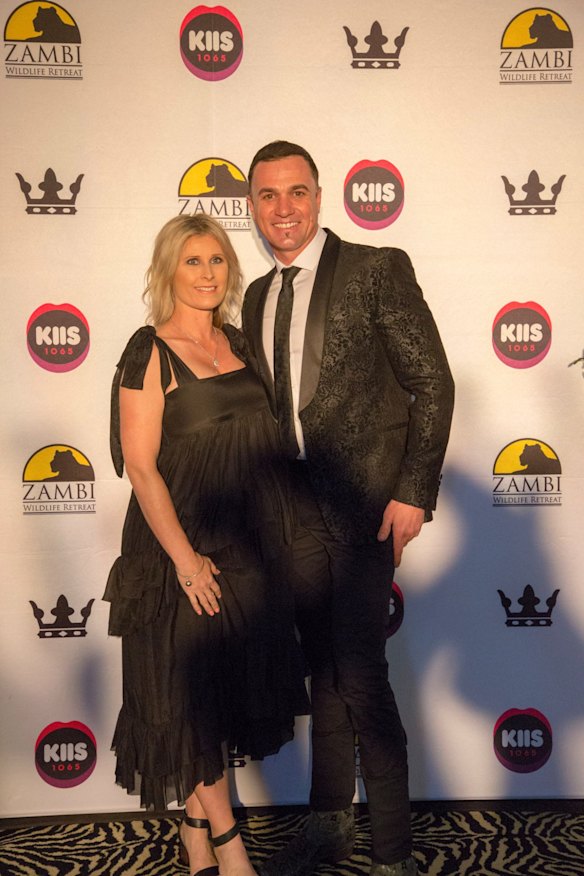Shannon Noll and wife Rochelle at the Zambi Wildlife Retreat charity ball.