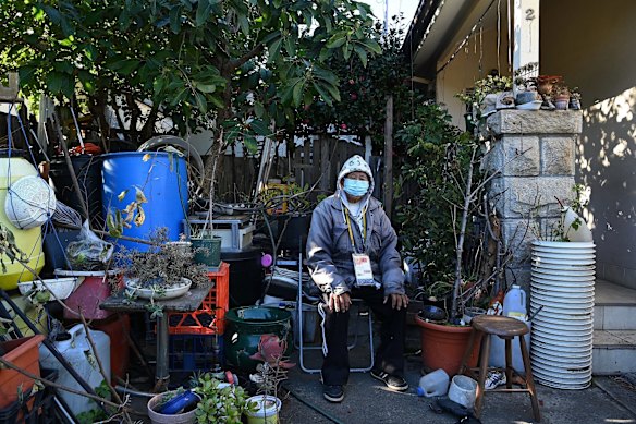 Victor Jauco, 86yrs, in his garden at his home in Marrickville during the COVID-19 lockdown. Originally from the Philippines, Victor lives alone after his wife died in January this year. Now retired he spends his time gardening.