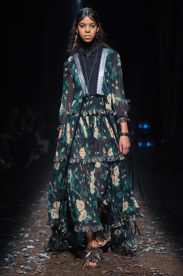 Dark and stormy ... Coach showed a new, moodier side in its floral pieces at New York Fashion Week.