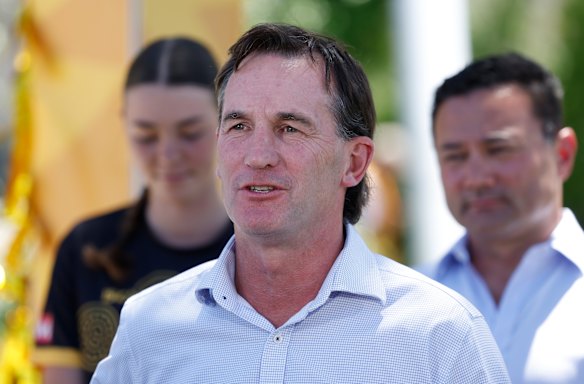 Unclear: AFL chief Andrew Dillon said he did not know if a Jewish reference was removed from a tribute the Swans held at the SCG for the victims, families and first responders of the Bondi terror attack.