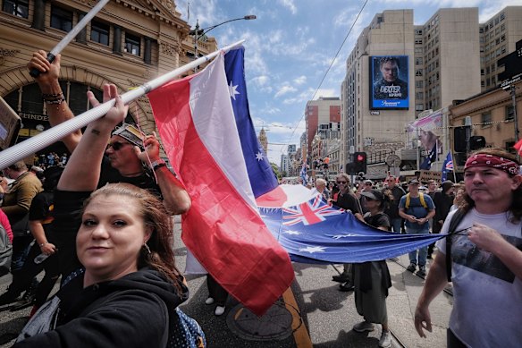 Eureka Freedom rally march in Melbourne.
