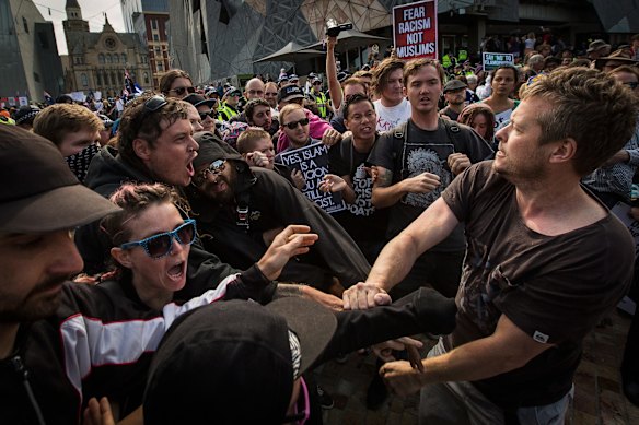 Clashes at Federation Square on April 4.