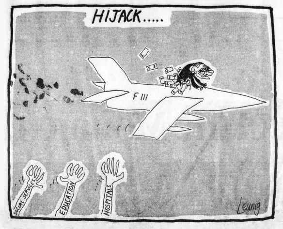 Leunig’s first cartoon for The Age, produced as cover for Ron Tandberg, who was on leave, in 1969.