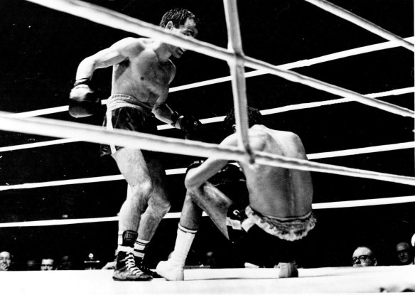 "First time Rocky hit the floor from a right to the jaw." December 2, 1965.