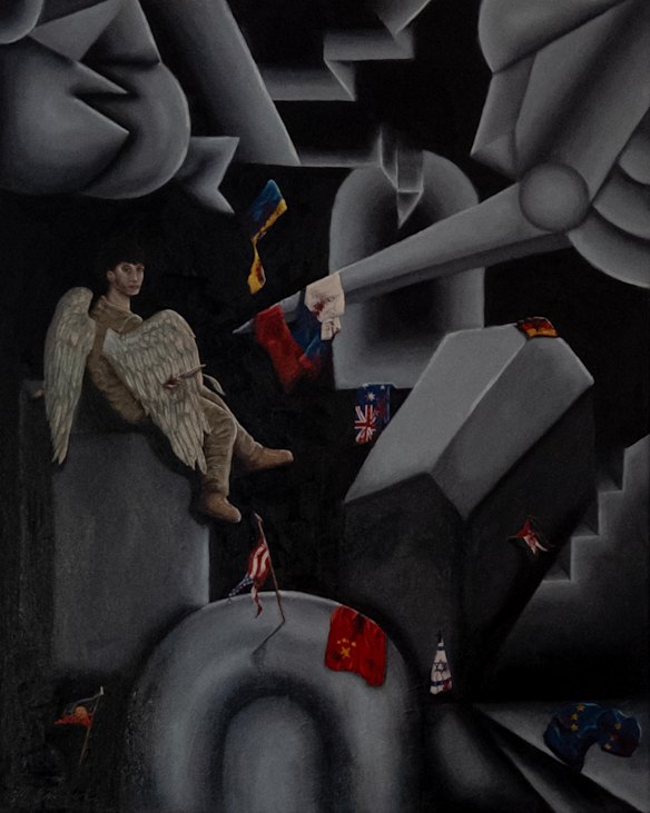 Detail of Where Hope Sits, a painting by 16-year-old Matilda Emmerich. The work weighed 4.5 kilograms and measured 57cm x 76cm.