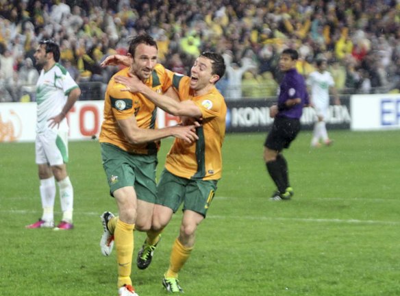 Josh Kennedy celebrates his goal.
