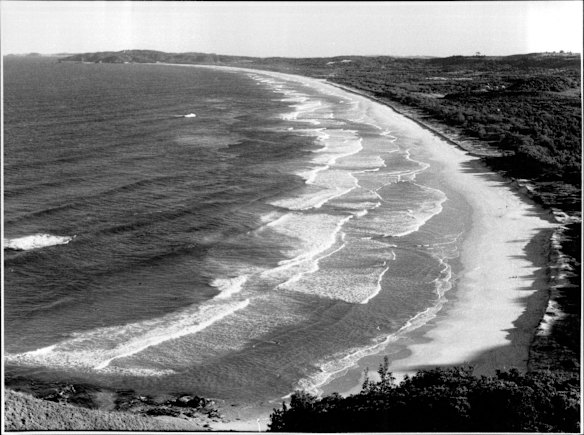 Rollers hit the beach at Byron Bay. September 1st, 1989.