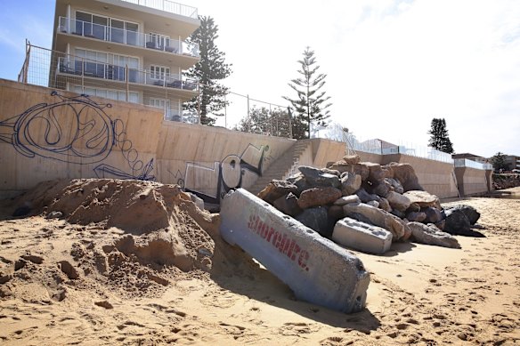 The damaged shoreline along Collaroy and South Narrabeen Beach.