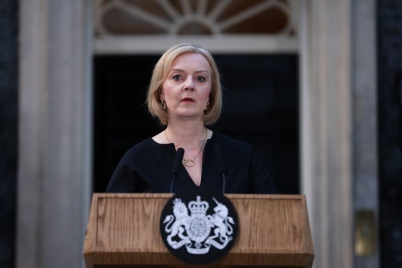 UK Prime Minister Liz Truss makes a statement following the death of Queen Elizabeth II.