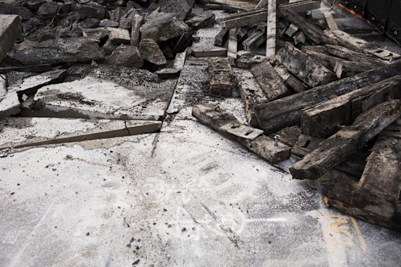 The George, Bridge and Grosvenor Streets intersection where light rail preparation works have begun.