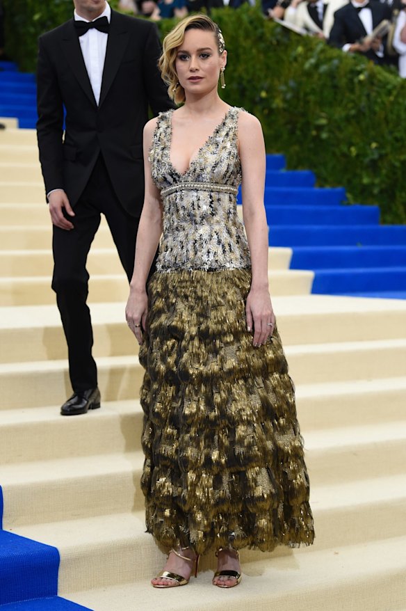 Brie Larson attends The Metropolitan Museum of Art's Costume Institute benefit gala celebrating the opening of the Rei Kawakubo/Comme des Garcons: Art of the In-Between exhibition on Monday, May 1, 2017, in New York.
