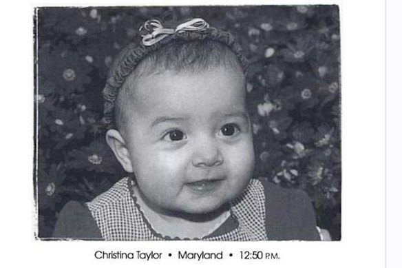 Christina Taylor ... a picture from the book 'Faces of Hope: Babies born on 9/11'. Now aged 9, she was one of those killed in the Tucson shooting.