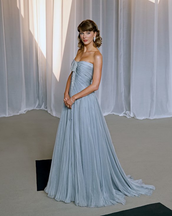 Taylor Swift channels Cinderella in baby blue Dior.