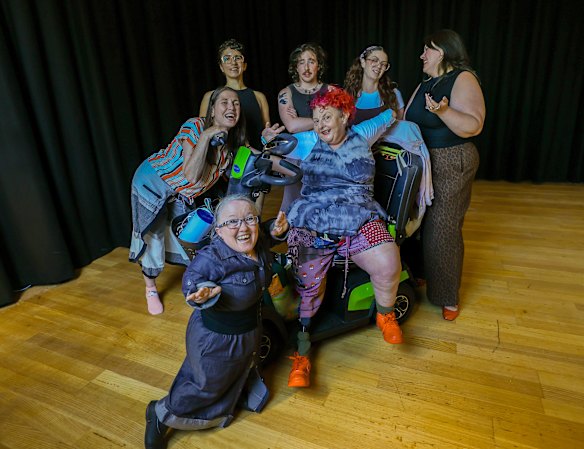 Front: Emma J Hawkins and Kath Duncan. Back (L-R): Sonia Marcon, Felise Lyon, Oliver Ayres, Sarah-Jayde Tracey, Tansy Gorman