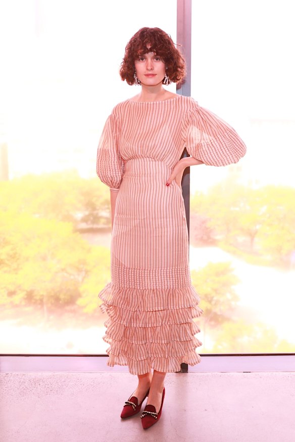 Sydney based stylist Chloe Hill at the Zimmermann spring 2018 Goldentime collection.