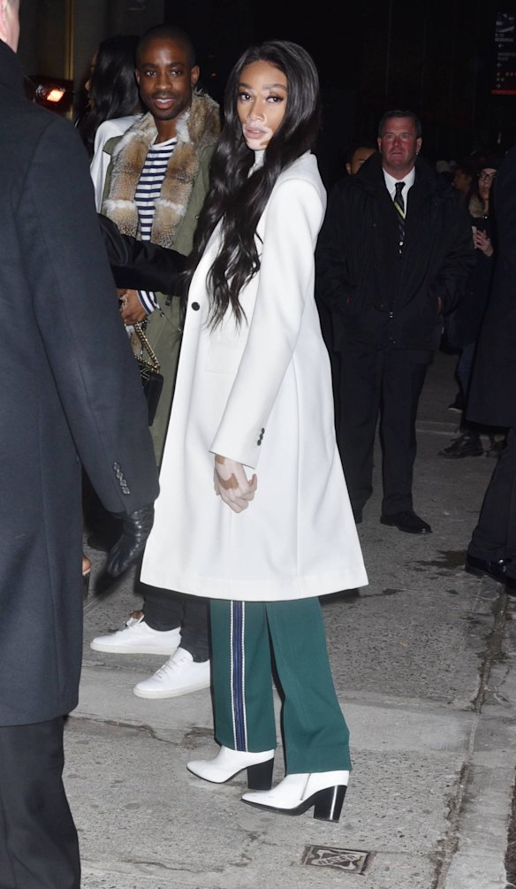 Jourdan Dunn outside the Calvin Klein fashion show at the Fashion Week in New York.