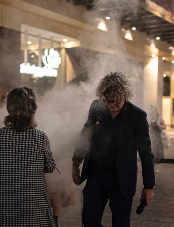 Birrunga Wiradyuri and Aunt Kathryn Fisher at the smoking ceremony for the QueensPlaza installation. Aunt Kathryn was born and raised in Cherbourg, and now lives in Brisbane.