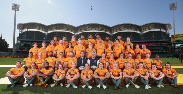 The Wallaroos, pictured with the Wallabies last year, are calling for equal treatment.