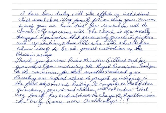 Message published in commemorative book