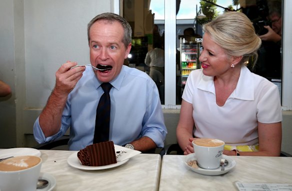 Opposition Leader Bill Shorten celebrates his 49th birthday with wife Chloe after a street walk in Rockhampton, Queensland. Thursday 12 May 2016.