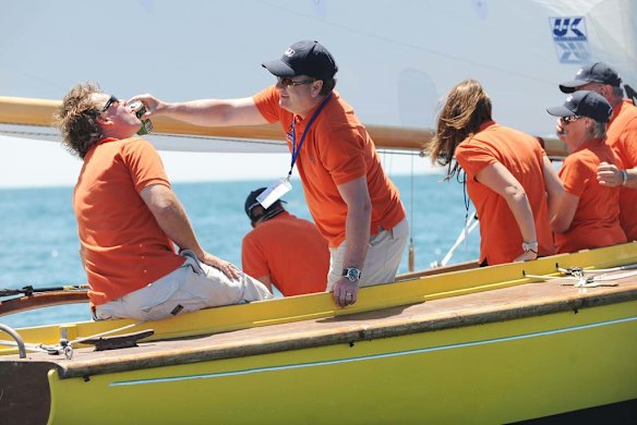 2009 Helping a friend hydrate during a yacht race, Sorrento.
